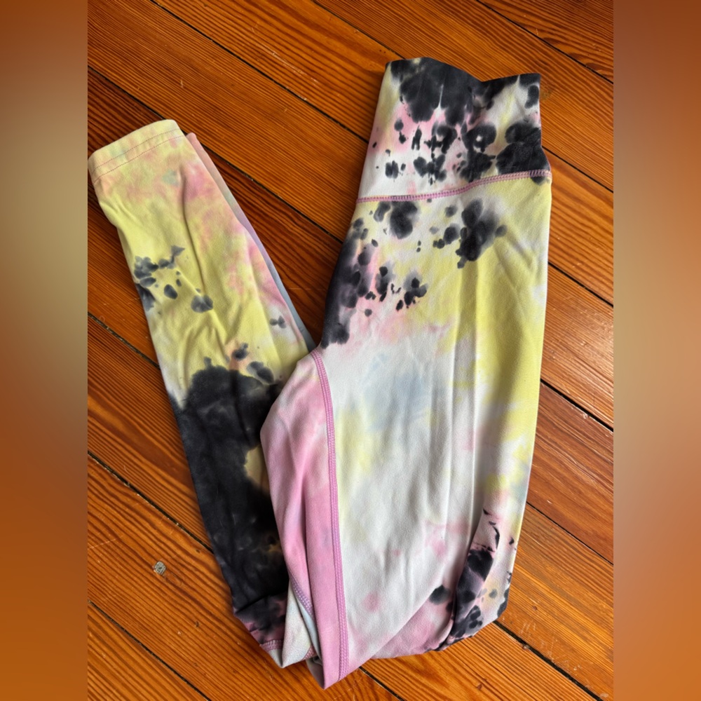 Tie-Dye High-Waist Leggings in Pastel Yellow & Pink